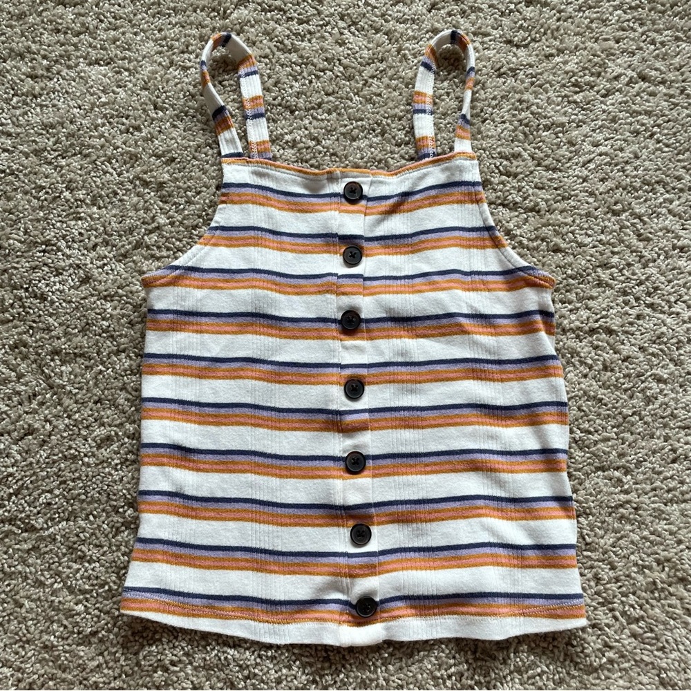 American Eagle Outfitters Striped Button-Front Tank Top